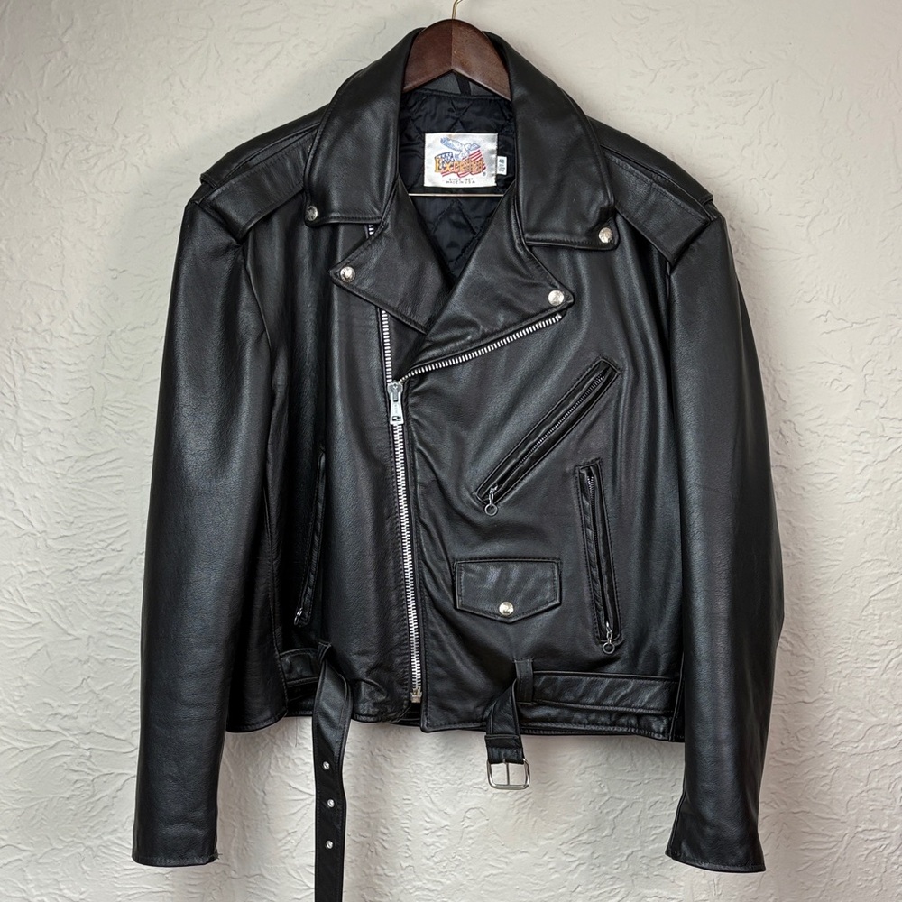 Vintage Excelled Black Leather Biker Jacket